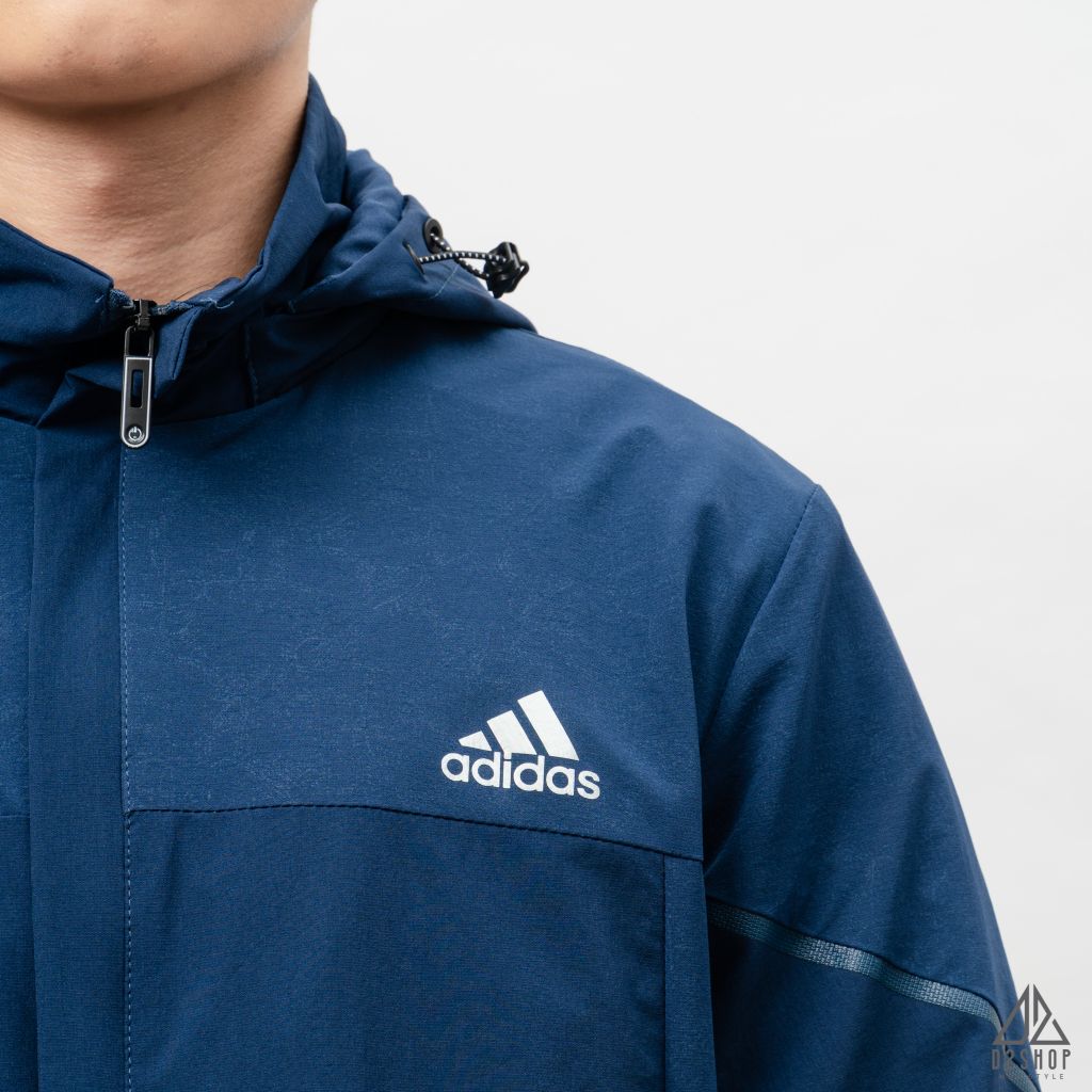 Áo khoác adidas xanh đen viền tay