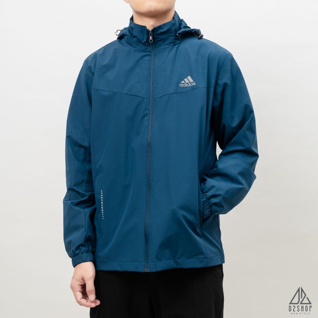 Áo khoác adidas xanh ngực phối họa tiết
