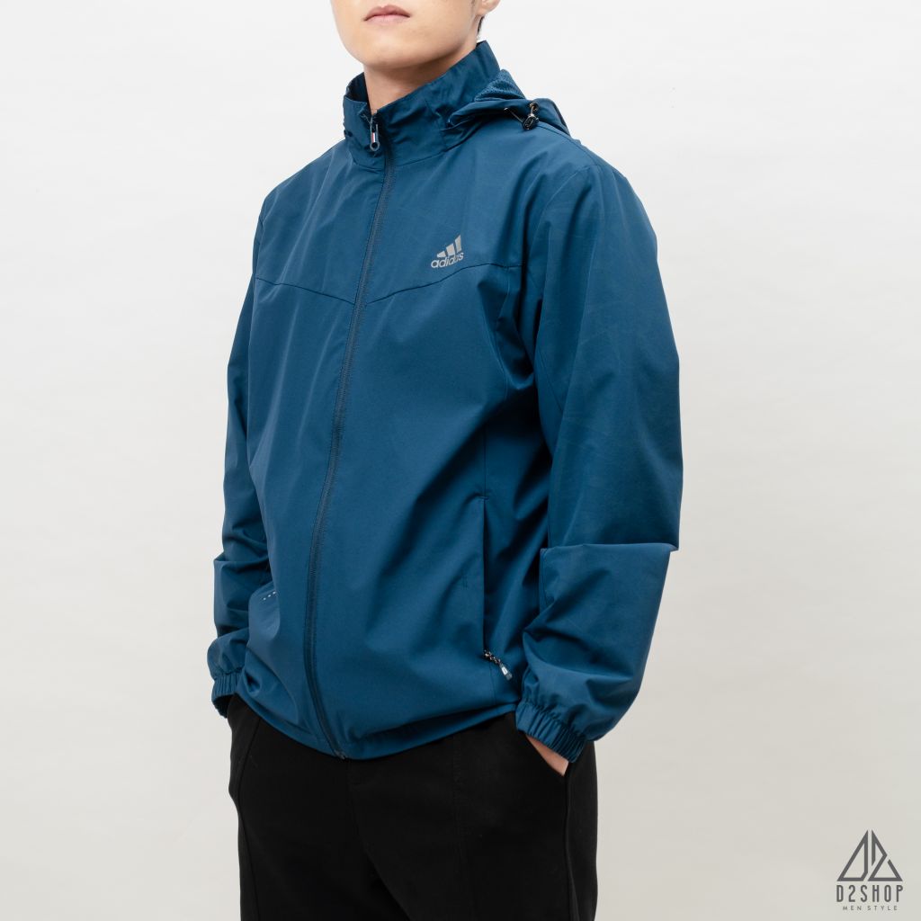 Áo khoác adidas xanh ngực phối họa tiết