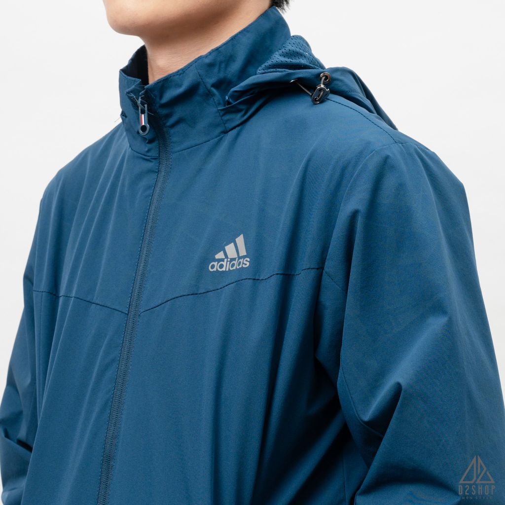 Áo khoác adidas xanh ngực phối họa tiết