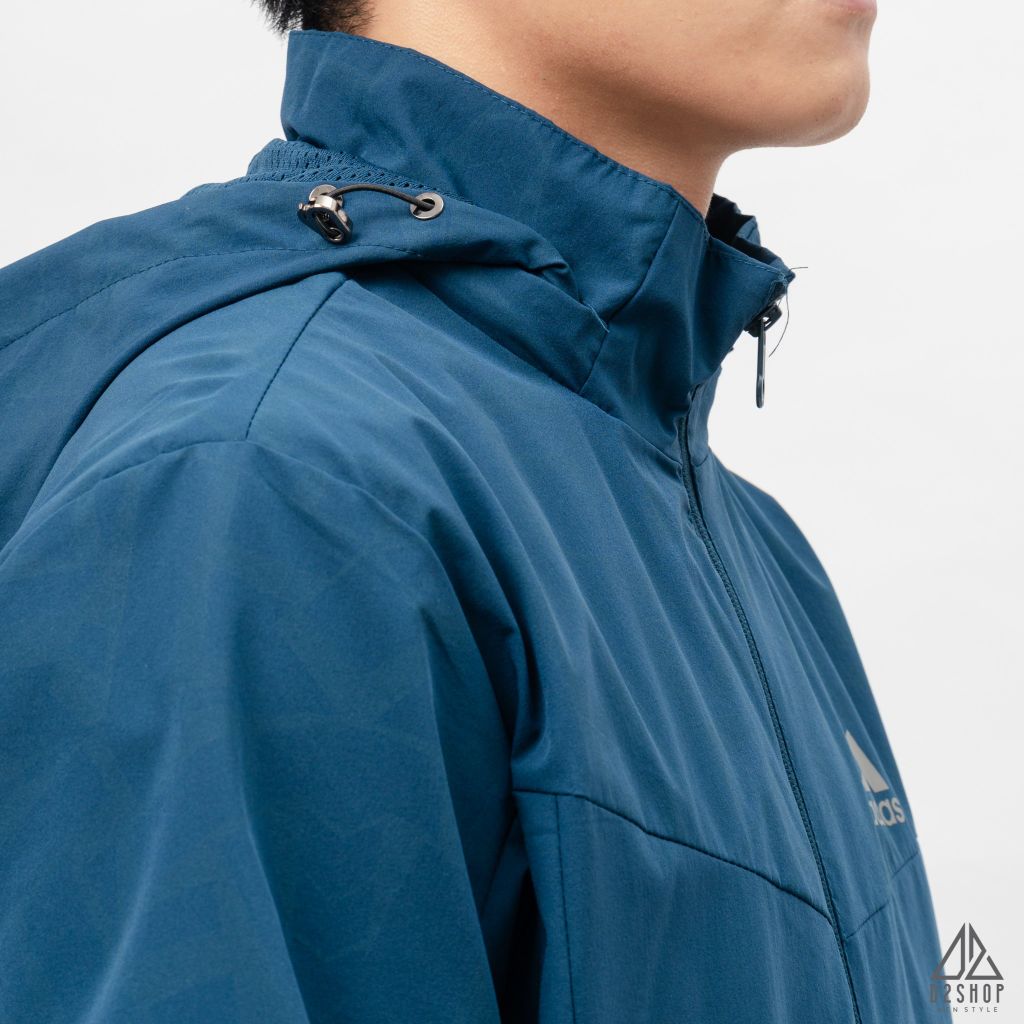 Áo khoác adidas xanh ngực phối họa tiết
