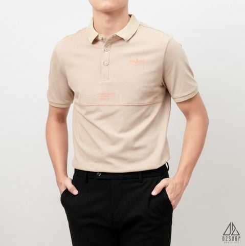 Áo polo kem viền ngực chỉ đỏ mo&mi