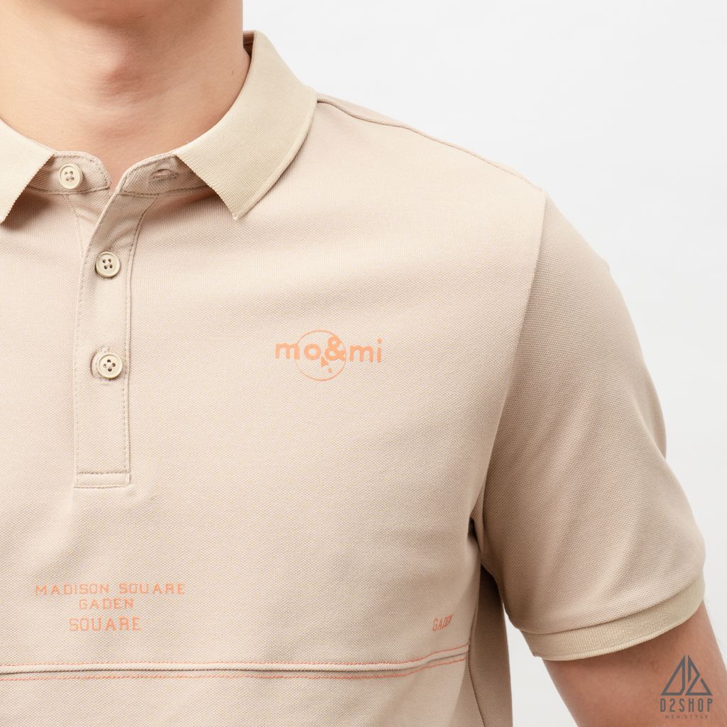 Áo polo kem viền ngực chỉ đỏ mo&mi