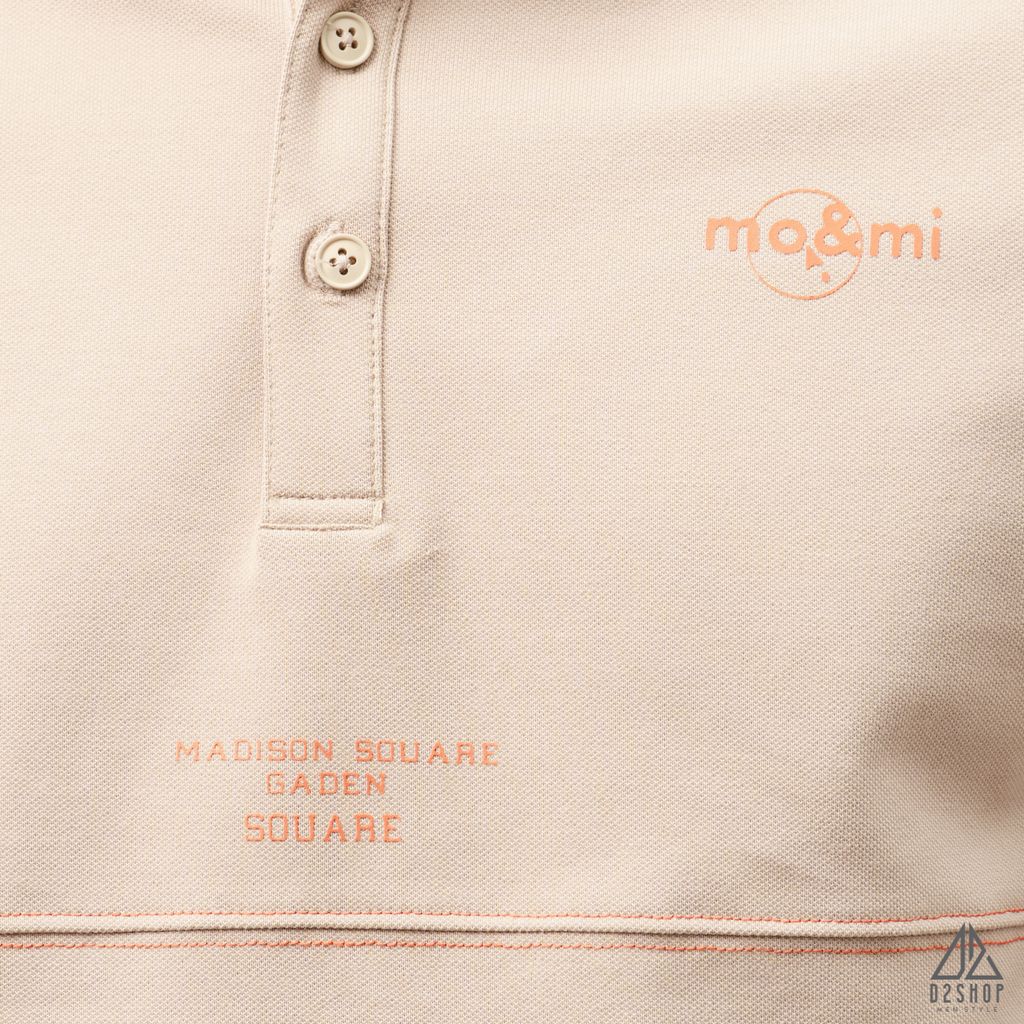 Áo polo kem viền ngực chỉ đỏ mo&mi