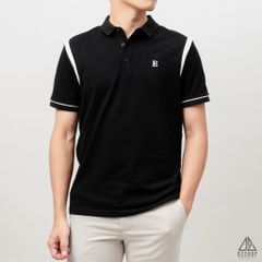 Áo polo phối vai thêu chữ E