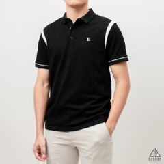 Áo polo phối vai thêu chữ E