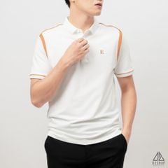 Áo polo phối vai thêu chữ E