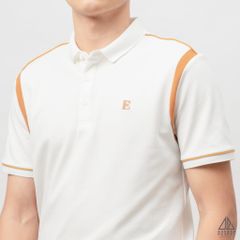 Áo polo phối vai thêu chữ E