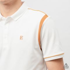 Áo polo phối vai thêu chữ E