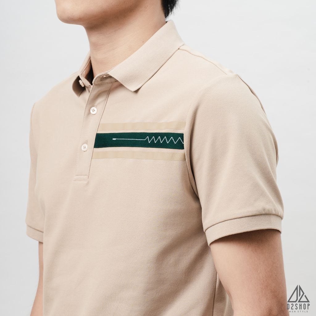Áo polo phối viền ngực xanh