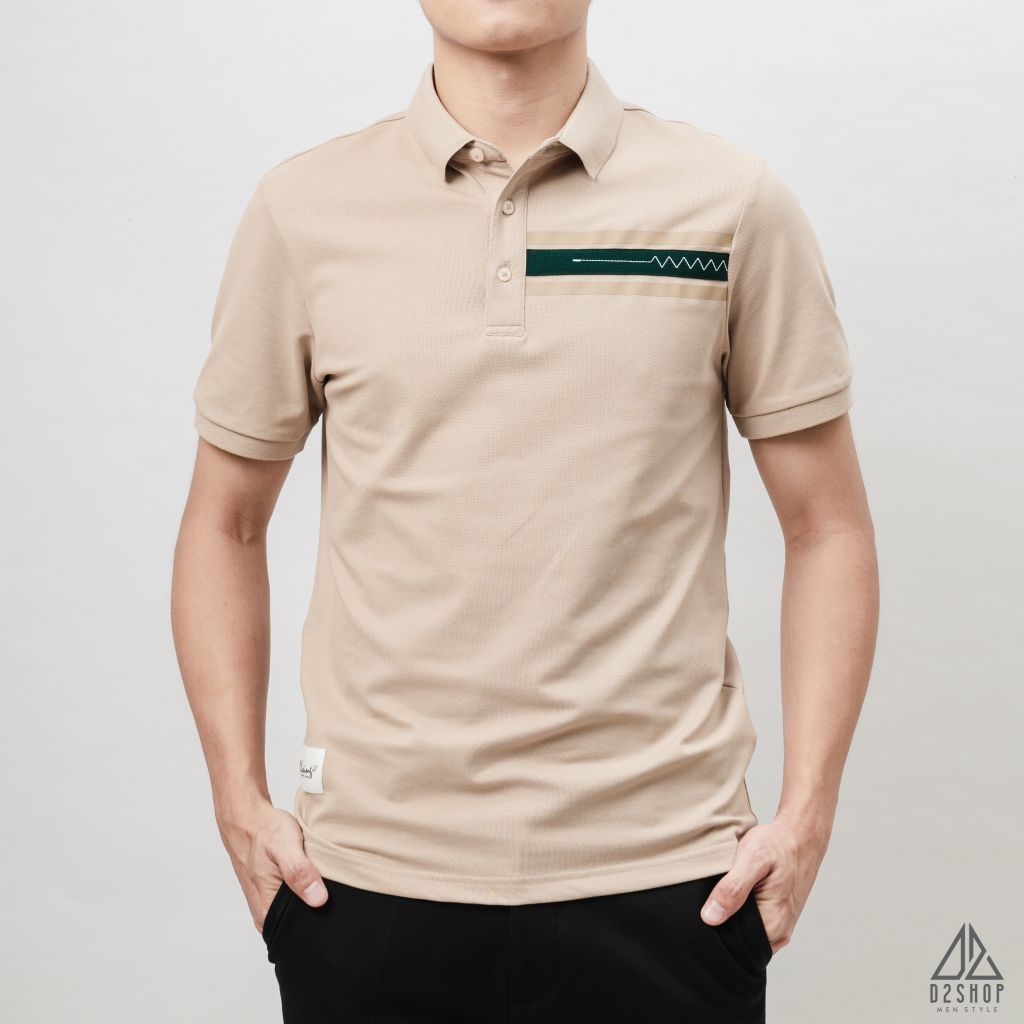 Áo polo phối viền ngực xanh