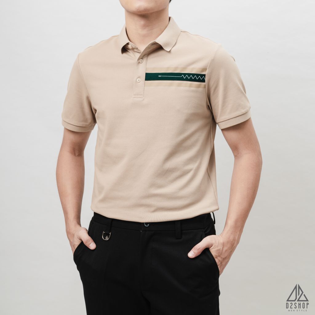 Áo polo phối viền ngực xanh