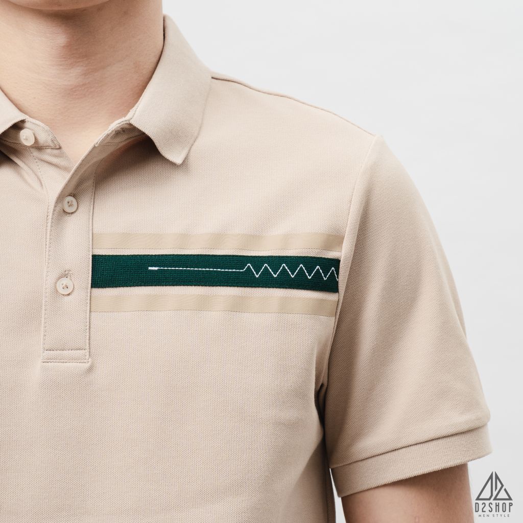 Áo polo phối viền ngực xanh