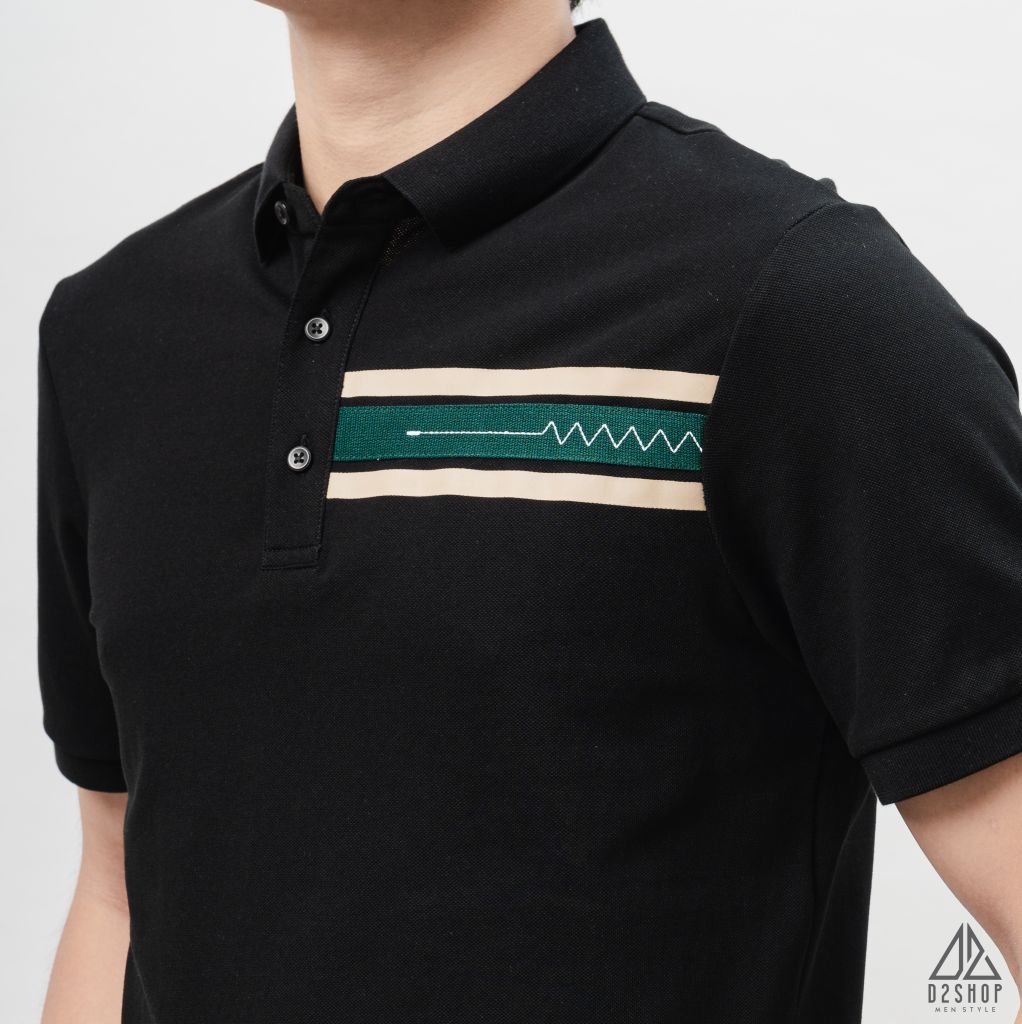 Áo polo phối viền ngực xanh