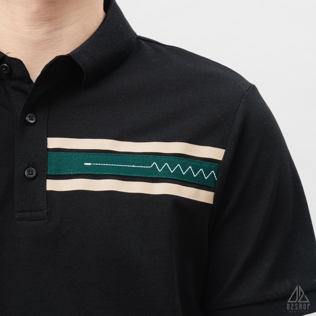 Áo polo phối viền ngực xanh