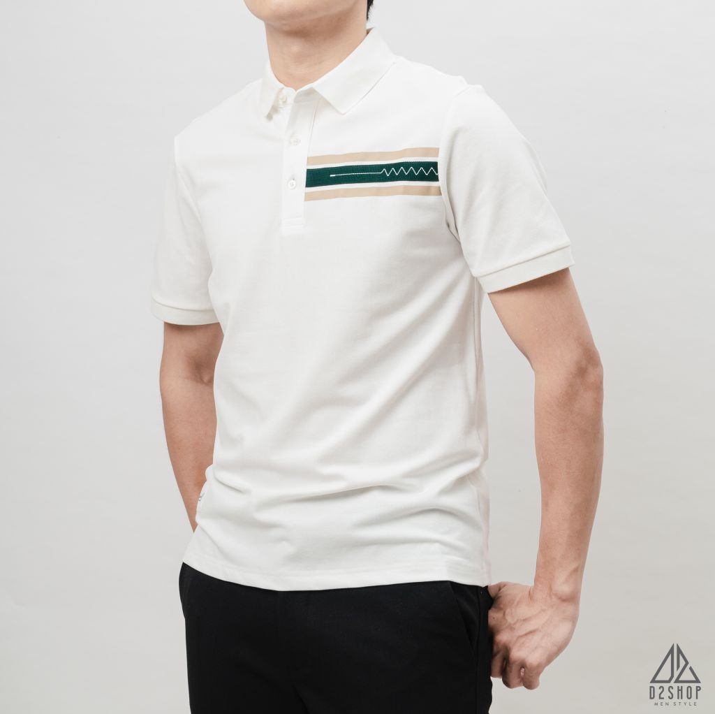 Áo polo phối viền ngực xanh
