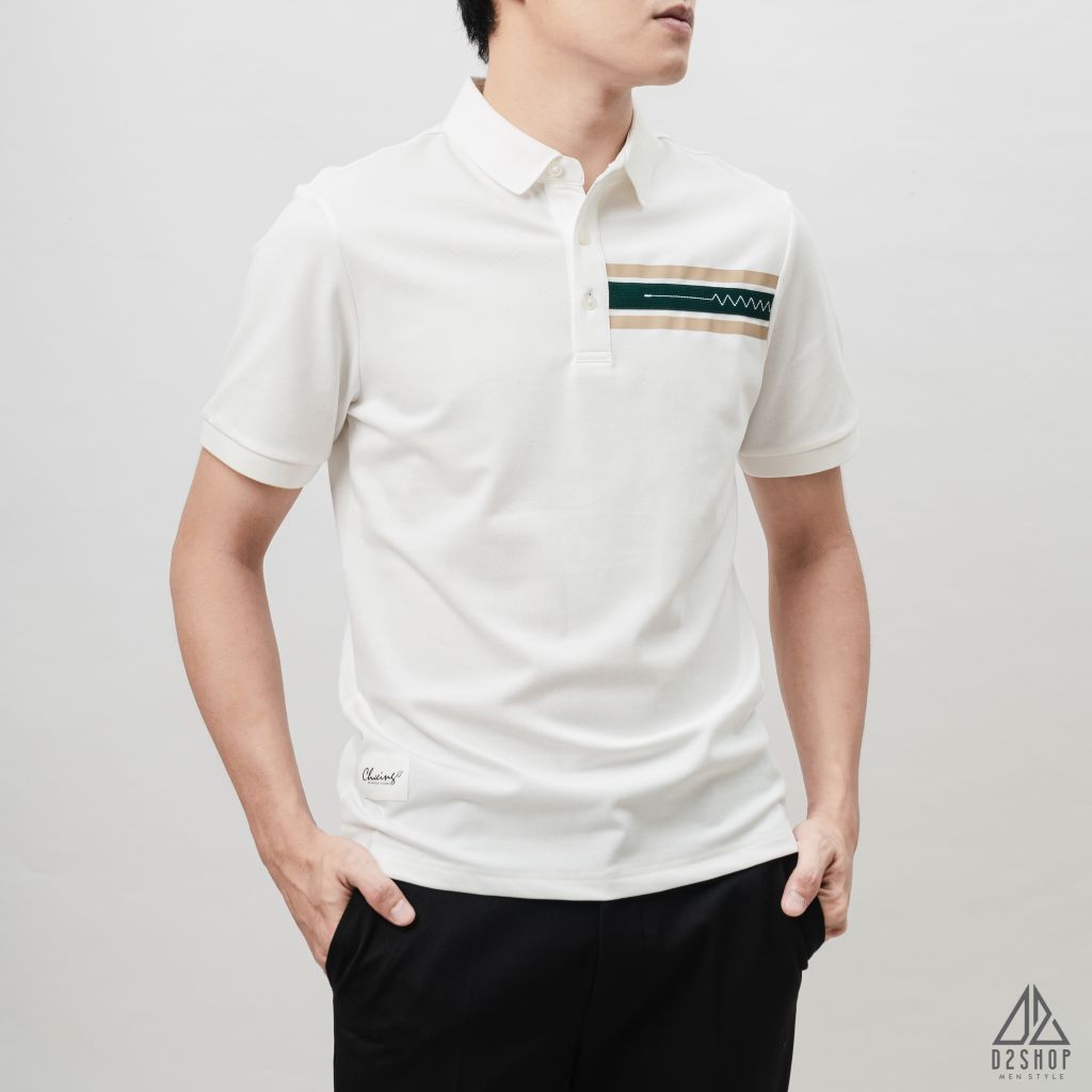 Áo polo phối viền ngực xanh