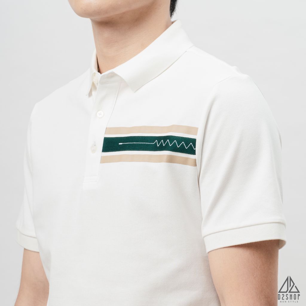 Áo polo phối viền ngực xanh