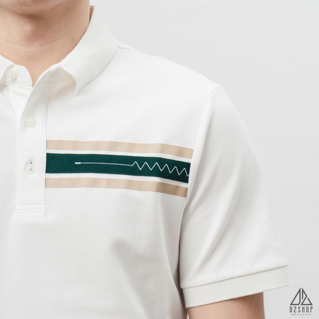 Áo polo phối viền ngực xanh