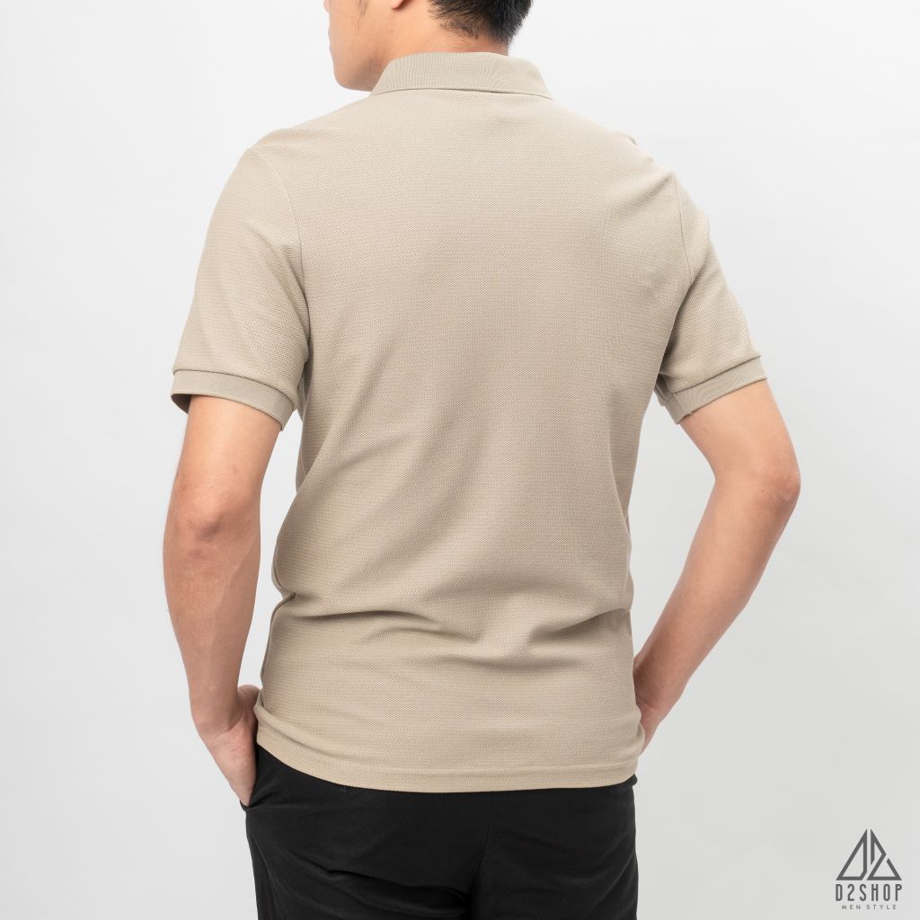 Áo polo may viền nổi vải dệt gân
