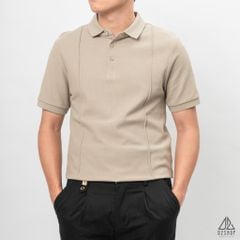 Áo polo may viền nổi vải dệt gân