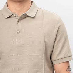 Áo polo may viền nổi vải dệt gân