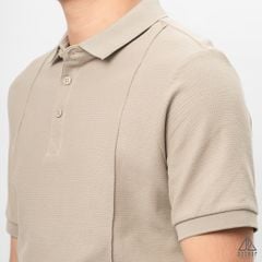 Áo polo may viền nổi vải dệt gân