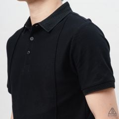 Áo polo may viền nổi vải dệt gân