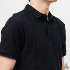 Áo polo may viền nổi vải dệt gân