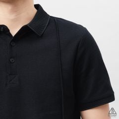 Áo polo may viền nổi vải dệt gân