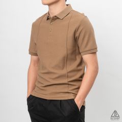 Áo polo may viền nổi vải dệt gân