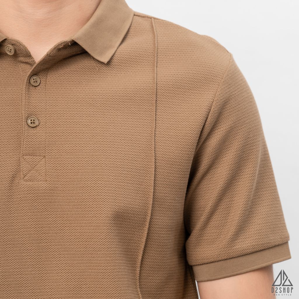 Áo polo may viền nổi vải dệt gân