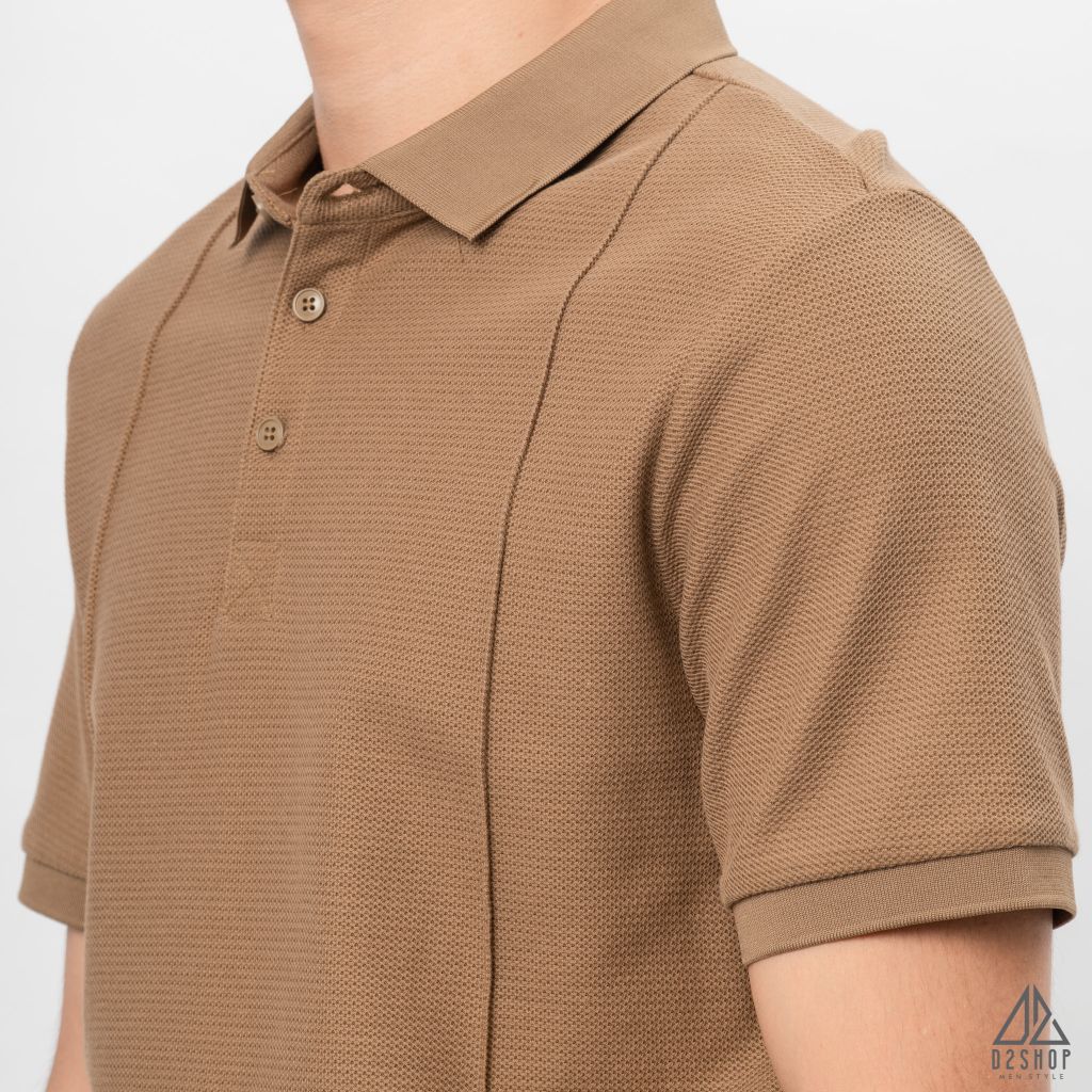 Áo polo may viền nổi vải dệt gân