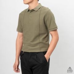 Áo polo may viền nổi vải dệt gân