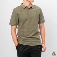 Áo polo may viền nổi vải dệt gân