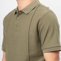 Áo polo may viền nổi vải dệt gân