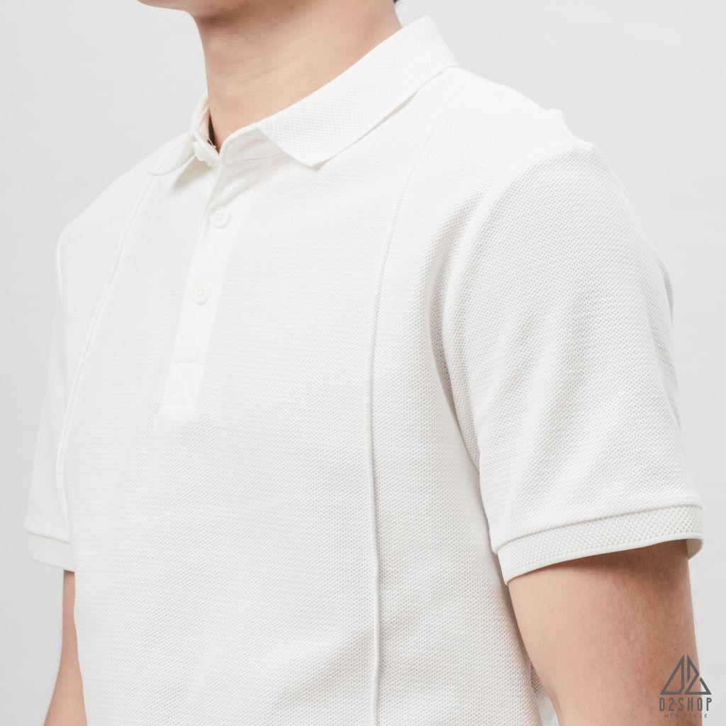 Áo polo may viền nổi vải dệt gân