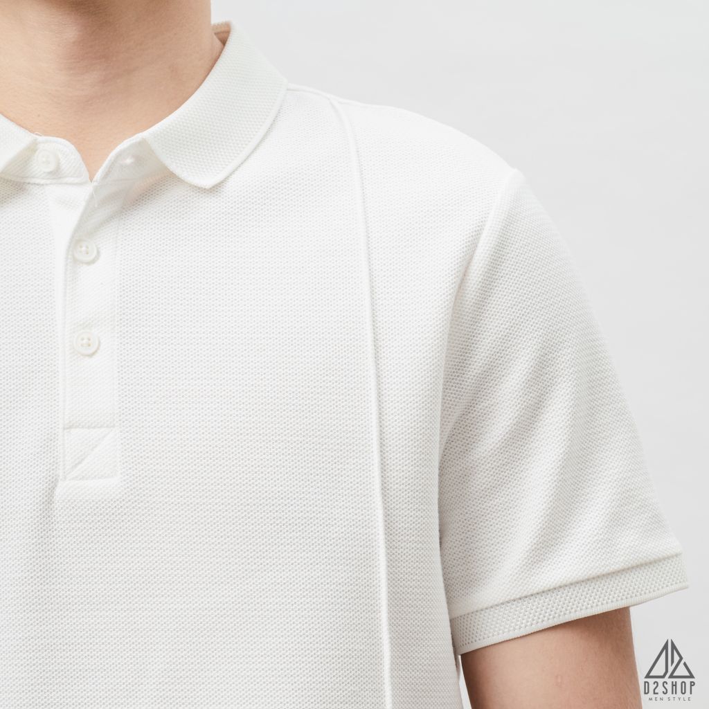 Áo polo may viền nổi vải dệt gân