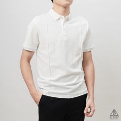 Áo polo may viền nổi vải dệt gân