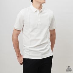 Áo polo may viền nổi vải dệt gân