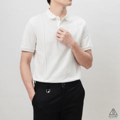 Áo polo may viền nổi vải dệt gân