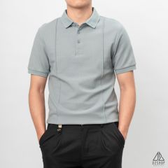 Áo polo may viền nổi vải dệt gân