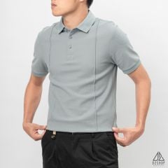 Áo polo may viền nổi vải dệt gân
