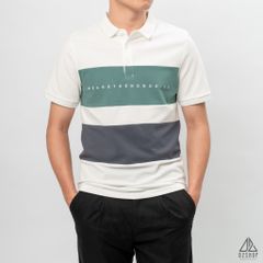 Áo polo phối ngực 3 màu in chữ