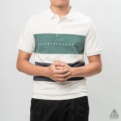 Áo polo phối ngực 3 màu in chữ
