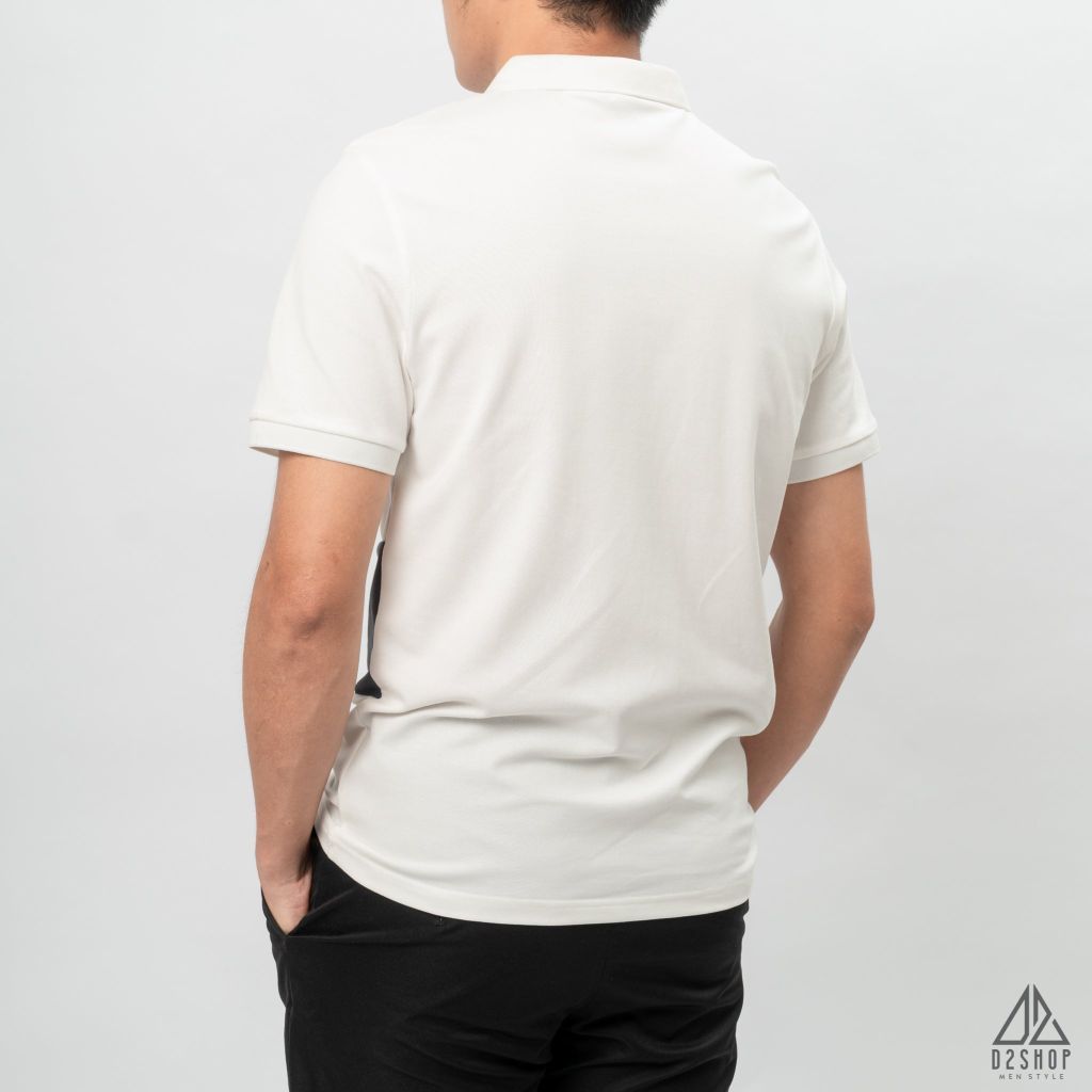 Áo polo phối ngực 3 màu in chữ