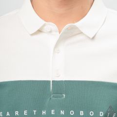 Áo polo phối ngực 3 màu in chữ