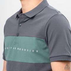 Áo polo phối ngực 3 màu in chữ