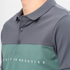 Áo polo phối ngực 3 màu in chữ