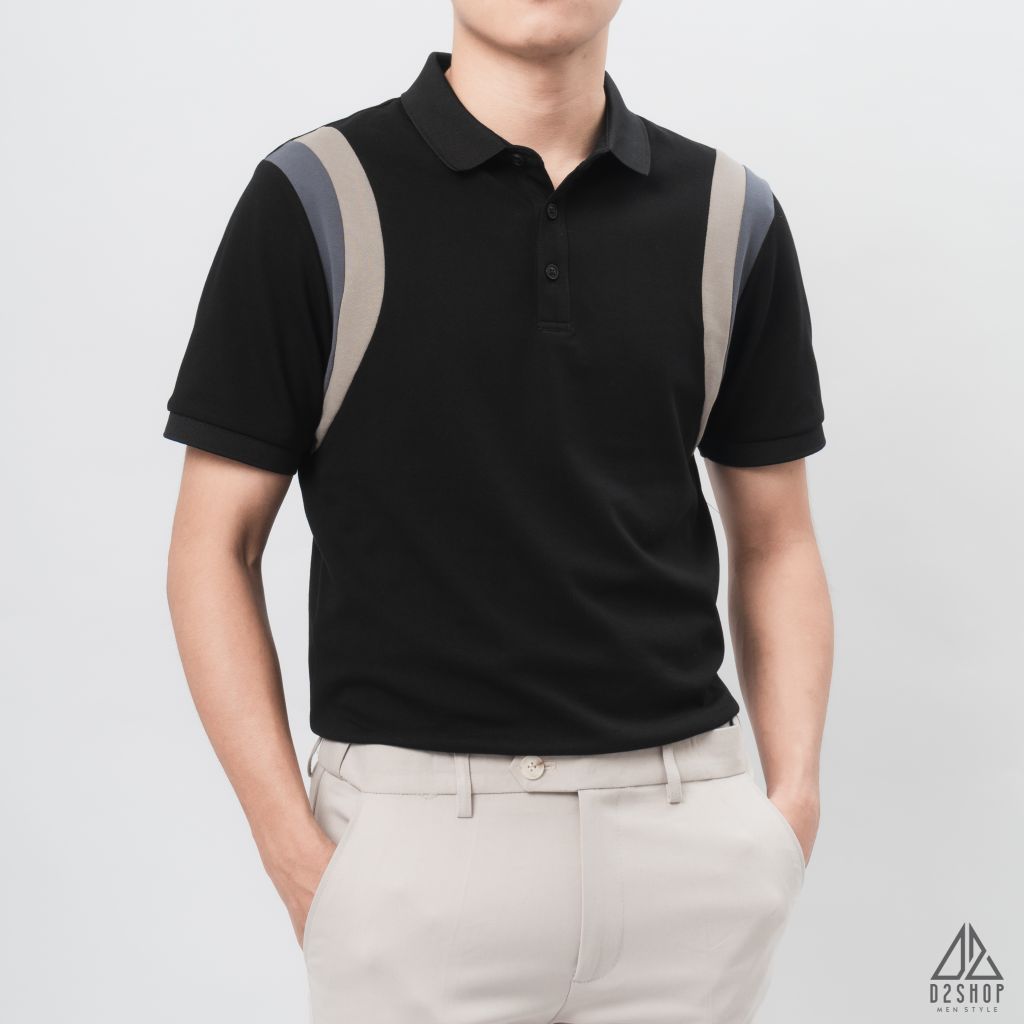 Áo polo phối viền vai